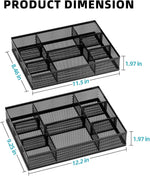 2 Pack Desk Drawer Organizer with Adjustable Compartments and 5 Dividers