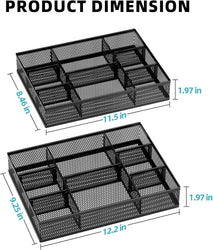 2 Pack Desk Drawer Organizer with Adjustable Compartments and 5 Dividers