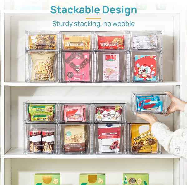 Vtopmart Clear Stackable Storage Drawers for Kitchen and Bathroom Organization