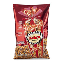 Popcornopolis Zebra Striped Caramel Corn with Confectionery Chocolate 24 Ounce American Grown