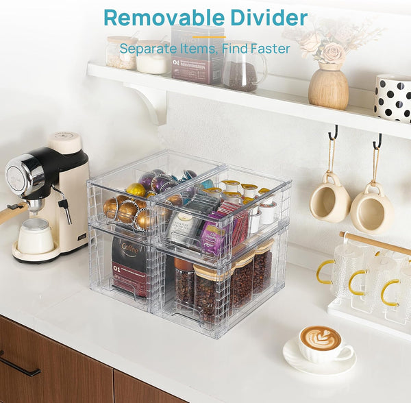 Vtopmart Clear Stackable Storage Drawers for Kitchen and Bathroom Organization