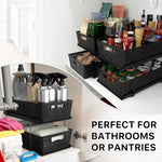 2 Tier Bathroom Organizer Tray with Sliding Drawer and Under Sink Storage