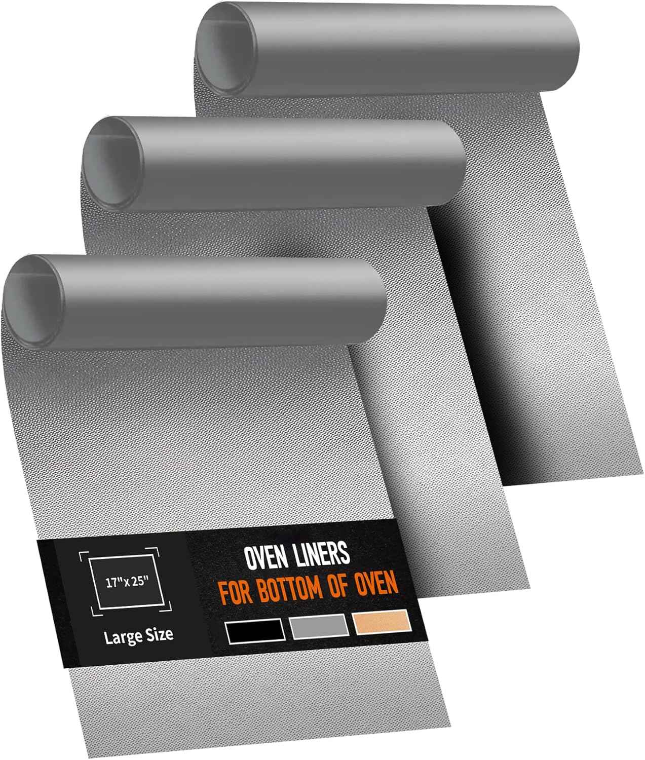 3 Pack Oven Liners for Bottom of Oven, 17x25" Large Heavy Duty Non-Stick Reusable Oven Mat for Electric, Gas, Toaster & Convection Ovens - BPA & PFOA Free, Dishwasher Safe, Kitchen Essentials, Black
