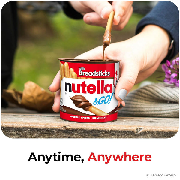 Nutella & GO! Chocolate Hazelnut Spread with Breadsticks, 24 Bulk Snack Packs, 1.8 oz Each