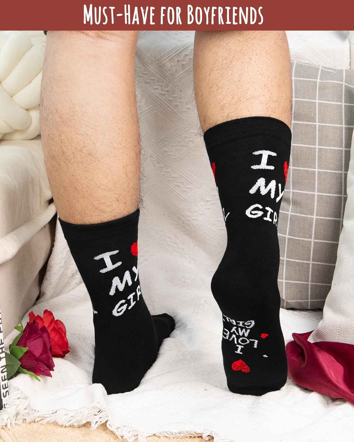 Valentines Day Socks for Men Women Him Her Girlfriend Boyfriend Couple, Anniversary Birthday Romantic Heart Gifts