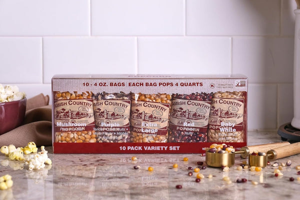 Amish Country Popcorn 4 Ounce Variety Kernel Gift Set 10 Pack Assorted