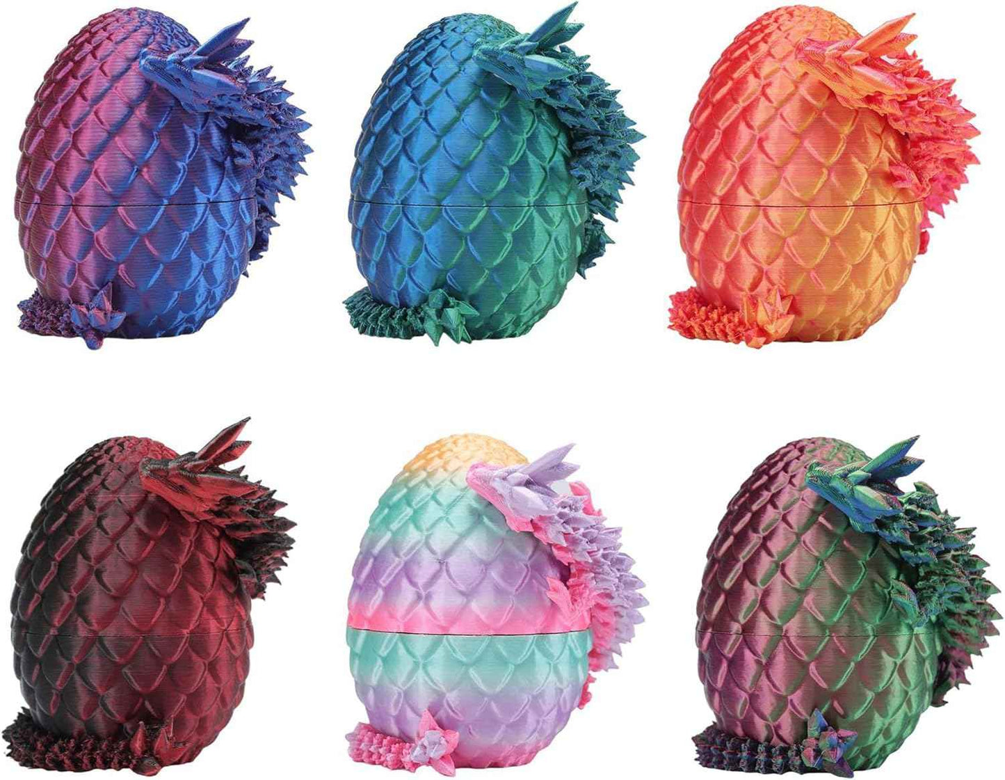 3D Printed Dragon Eggs with Dragon Inside – Fantasy Tabletop Decor, 3D Printing Toys for Kids & Adults – Unique Desktop Decoration & Collectible – Christmas Ornament & Stocking Stuffers (4 Pack)