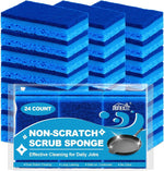 HOMEXCEL Sponges Kitchen 24pcs, Non-Scratch Scrub Dish Sponge Safe on Non-Stick Cookware, Dual Sided Cleaning Sponges for Kitchen, Household, Bathroom and More