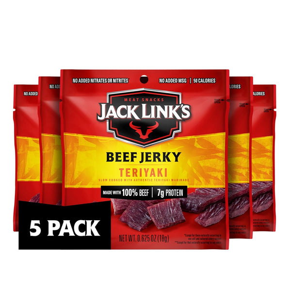 Jack Link's Beef Jerky Multipack, 20 Pack, 0.625 oz Bags, 100% Real Beef