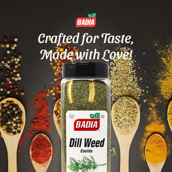 Badia Dill Weed 7 oz - Fresh Dried Herb Seasoning for Fish, Pickles, Dressings, Sauces & Salads, Gluten-Free, Kosher