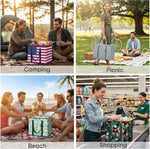 BALEINE 2Pk Insulated Reusable Grocery Bags, Collapsible Cooler Bag for Groceries, Heavy Duty Large Insulated Bag (16''x9''x13'', Spring Stroll)