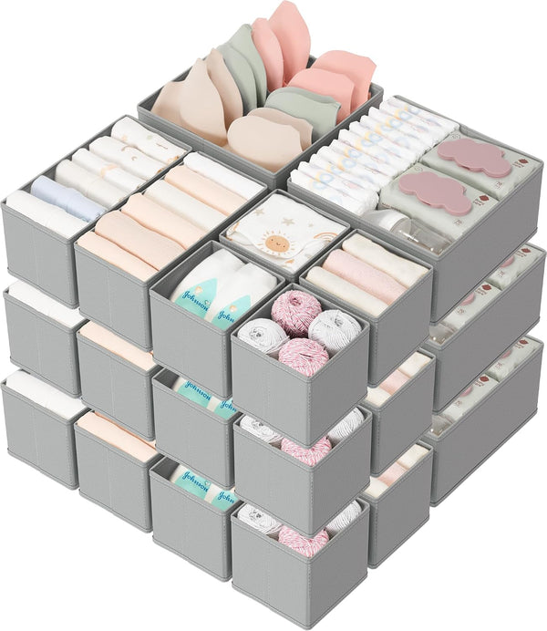 18-piece drawer organizer set for baby clothes and nursery storage