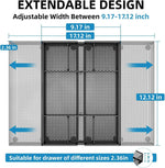 Marbrasse Expandable Desk Drawer Organizer, Mesh Drawer Organizer Tray with 10 Adjustable Compartments, Desk Organizers and Accessories, 5 Dividers Drawer for Office Supplies, Makeup & Vanity (Black)