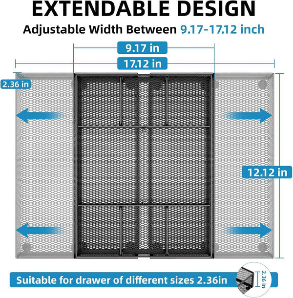 marbrasse expandable desk drawer organizer with 10 adjustable black compartments perfect for office supplies