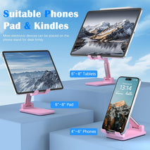 Adjustable Cell Phone Stand for Desk, Foldable and Portable, Compatible with All Mobile Phones and 4-8 Inch Devices