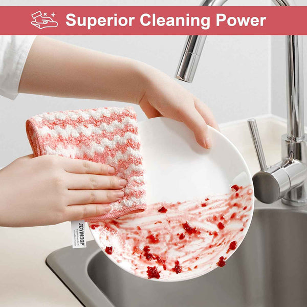 JOYMOOP 18 Pack Microfiber Cleaning Cloths, 10" x 10", Absorbent, Streak-Free, Lint-Free, Reusable, Washable for Kitchen