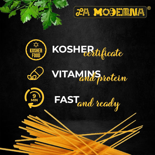 LA MODERNA 16 oz Durum Wheat Semolina Pasta, Enriched with Iron & B Vitamins, Non-GMO, Kosher, Everyday Pantry Essential