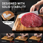 Teak Wood Cutting Board Set for Kitchen with Non-Slip Base and Durable Construction