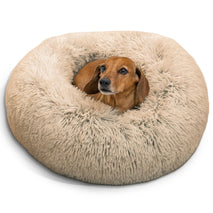 Best Friends by Sheri original calming donut dog bed for cats and small dogs up to 25 lbs, taupe, small