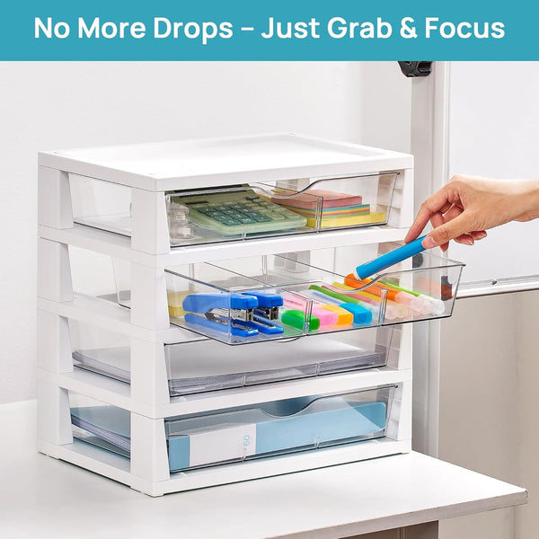 4-Tier Clear Desk Organizer for Office Supplies and Storage