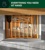 Luxury Bamboo Kitchen Drawer Organizer with Adjustable Storage