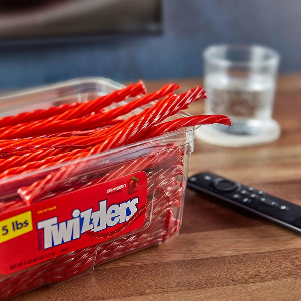 TWIZZLERS Twists Strawberry Flavored Licorice Style Chewy Candy 5 lb Bulk Tub