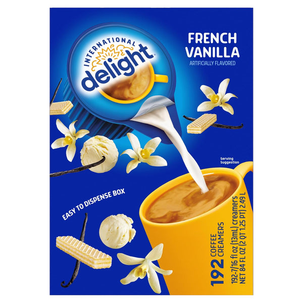 International Delight French Vanilla Single-Serve Coffee Creamer 192 Count Pack of 1 Shelf Stable Non-Dairy