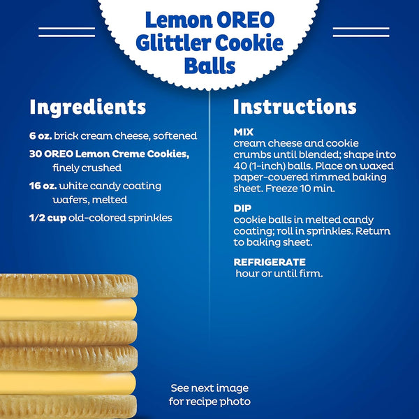 OREO Lemon Creme Sandwich Cookies, Party Size, 8.95 oz packaging