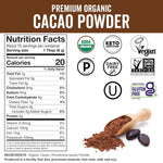 organic unsweetened cacao powder 1 lb rich dark chocolate flavor vegan keto paleo non-gmo gluten-free