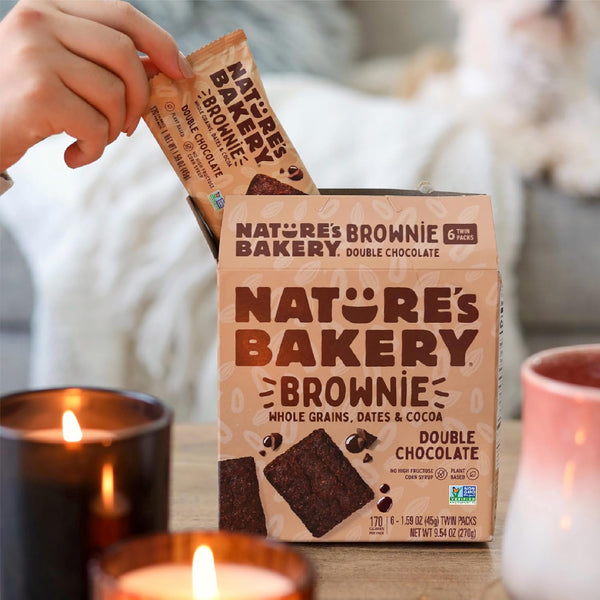 Nature's Bakery Double Chocolate Brownie Bars, Whole Grains, Dates, and Cocoa, Plant Based, Dairy-Free Snack Bars