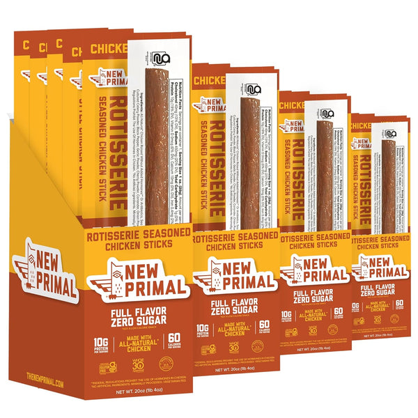 New Primal Rotisserie Chicken Sticks, Zero Sugar, High Protein, Gluten Free, 5 Count