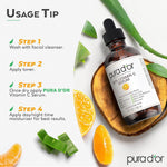 pura d'or 20% vitamin c serum 4 oz - lightweight, retinol, hyaluronic acid, ferulic acid treatment for face & eyes - men & women