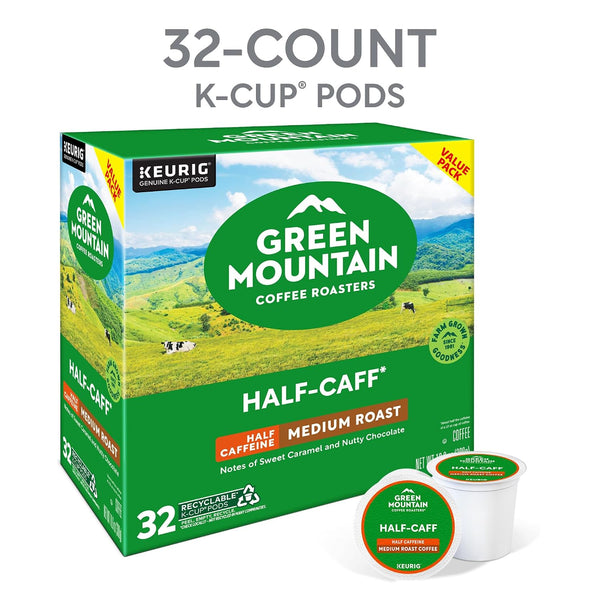 Green Mountain Coffee Roasters Half Caff Keurig K-Cup Pods 32 Count Medium Roast