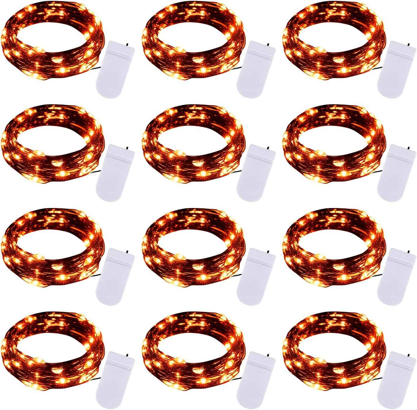 Brightown 12 Pack LED Fairy Lights, Battery Operated 7FT Firefly String Lights with 20 Waterproof LEDs on Silver Wire for DIY Crafts, Wedding Centerpieces, Party & Christmas Décor