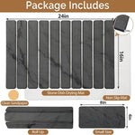 Large Stone Dish Drying Mat for Kitchen Counter, Dark Gray, 24"×16" & 8"x4"