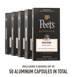 Peet's Coffee Dark Roast Espresso Capsules for Nespresso Original Machine 50 Count