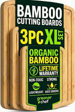Luxury XL Bamboo Cutting Board Set of 3 with Vertical Grain Strength Technology