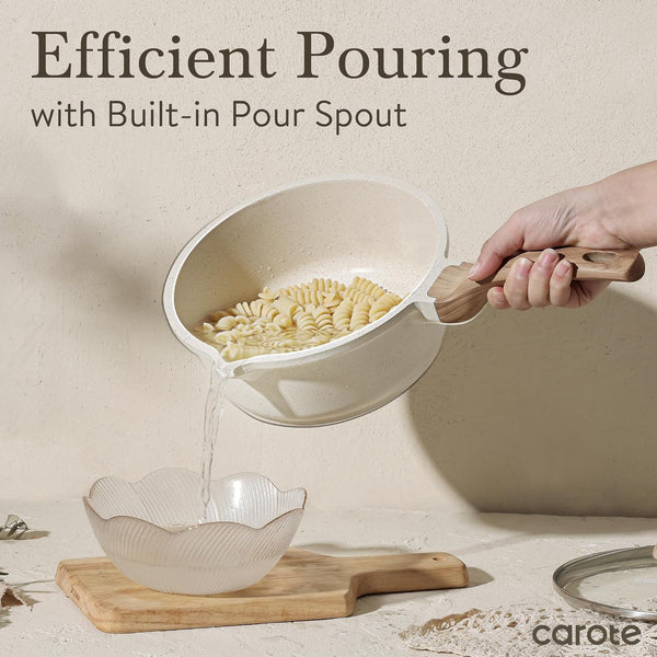 CAROTE 1.5Qt & 3.0Qt Nonstick Sauce Pan Sets with Lid Cooking Pots