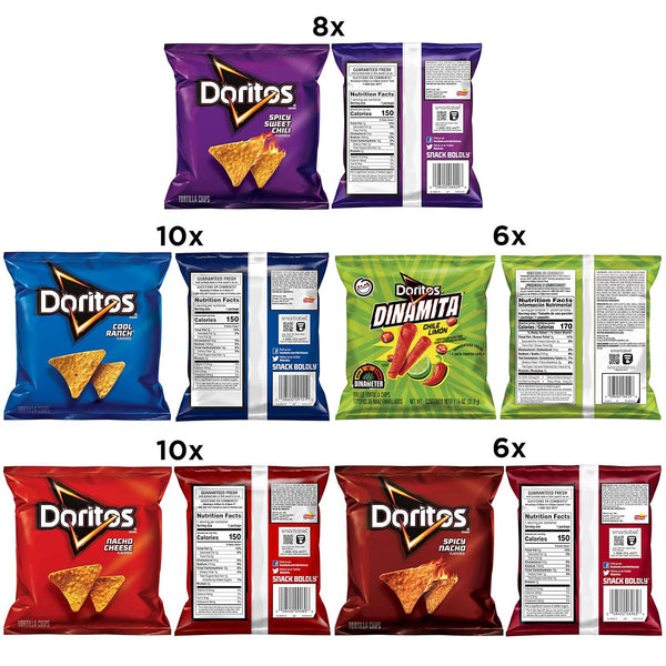 Doritos Flavored Tortilla Chips Variety Pack with 40 Bags in Different Flavors