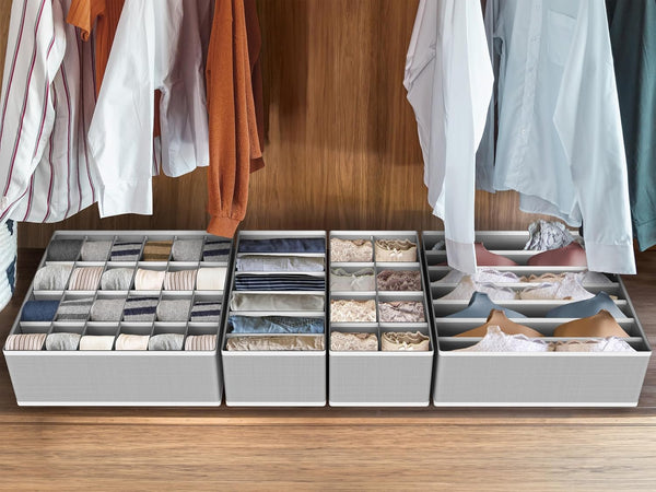 Closet Organizer Drawer Divider Assorted 7 Pieces Gray Non-Woven Fabric