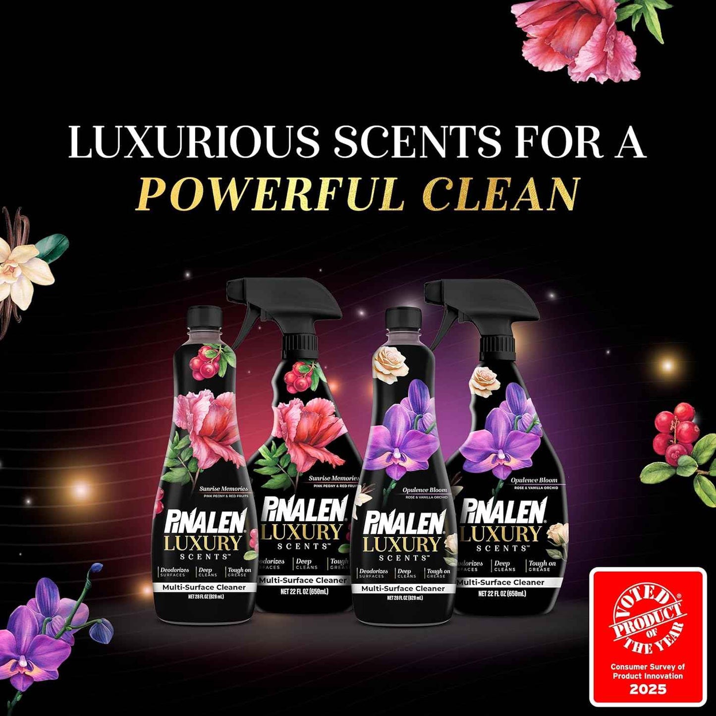 PINALEN Luxury Scent Multipurpose Cleaning Spray - Opulence Bloom - 22 fl oz - All Purpose Cleaner for Kitchen, Bathroom & Surfaces