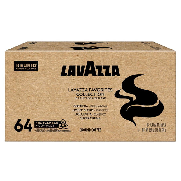 Lavazza Favorites Collection Variety Pack, 64-Count Box, Single Serve Keurig K-Cup Pods