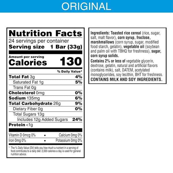 Rice Krispies Homestyle Crispy Marshmallow Squares, 27.9oz Box, 24 Bars