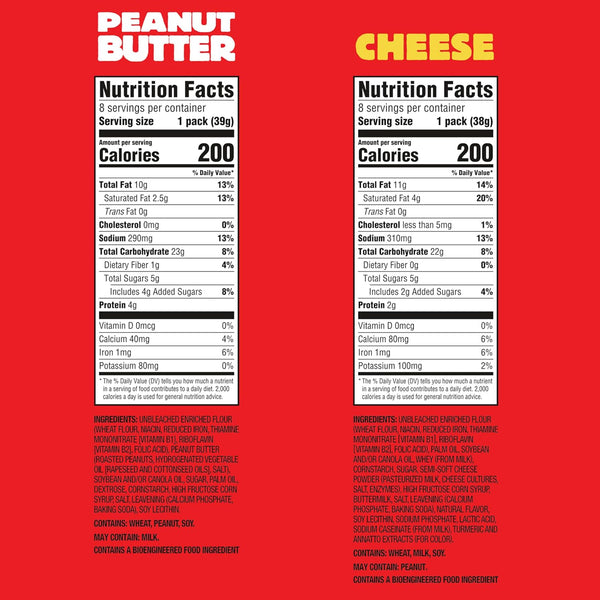 RITZ Peanut Butter and Cheese Sandwich Crackers Variety Pack, 32 Snack Packs