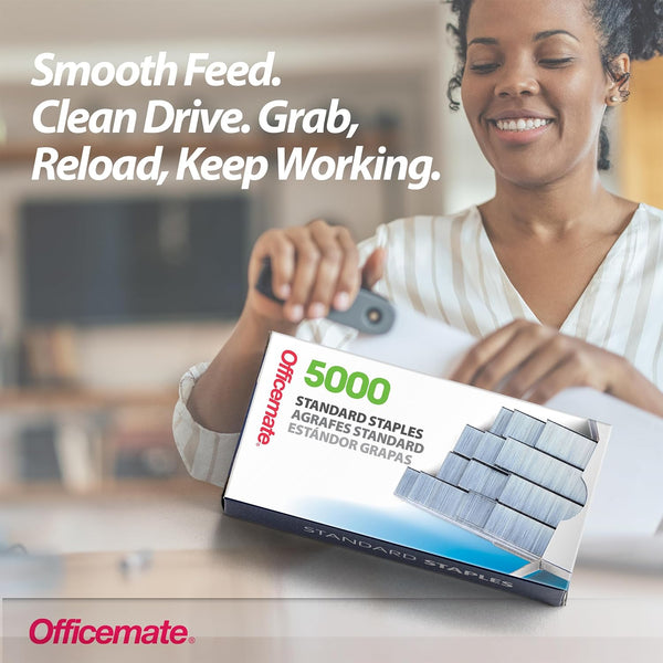 Officemate Standard Staples, 5 Boxes General Purpose Staple, 5000 Staples/Box