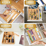 Bamboo Silverware Organizer for Kitchen Drawer with 5 Slots