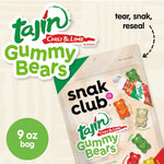 Snak Club Tajin Gummy Bears Assorted Fruit Candy Gummies 9 oz Resealable Bag