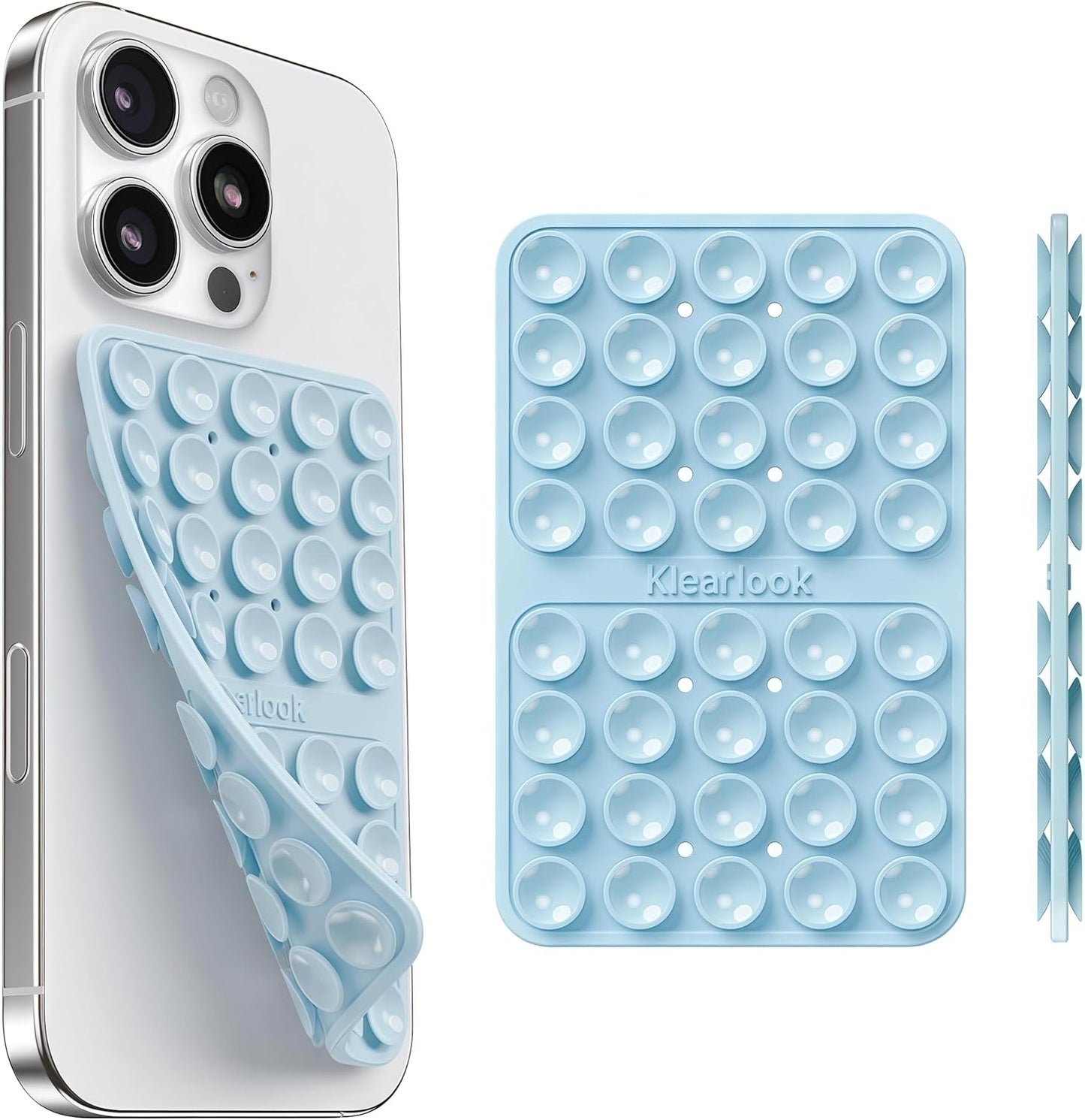 Klearlook Silicone Double-Sided Suction Cup Phone Case Detachable Mount, Sticky Phone Grip with Higher Suction Power for iPhone, Hands-Free Phone Accessories Holder for Selfies and Videos, Light Pink