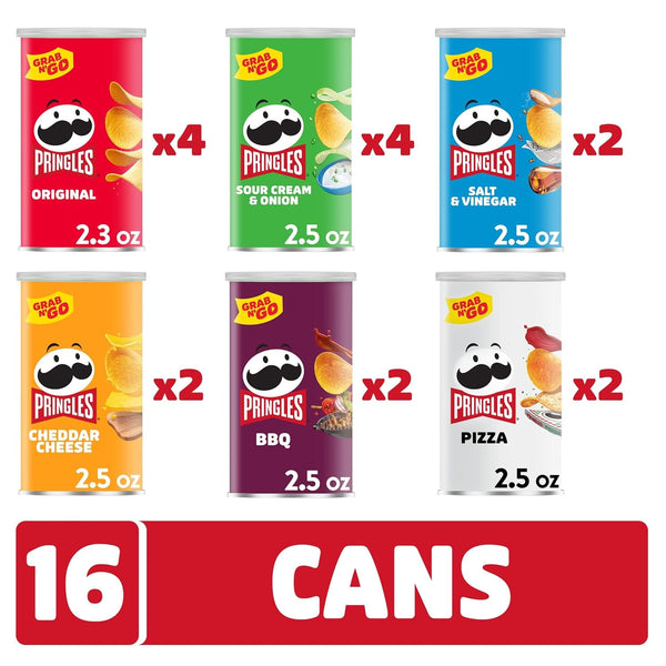 Pringles Potato Crisps Chips Variety Pack 16 Cans Snack Food