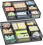 2 Pack Desk Drawer Organizer with Adjustable Compartments and 5 Dividers